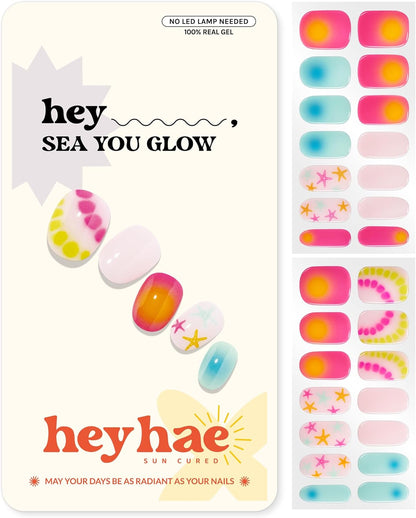 Semi Cured Gel Nail Strips - Neon Ombre, No LED Lamp Needed