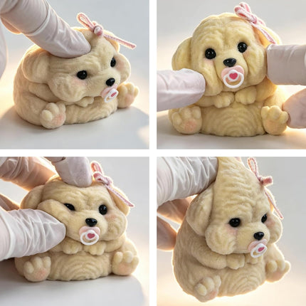 Handmade Taba Squishy Dog Toy, Cute Squishy Puppy, Realistic Silicone Mochi Fidget Pup, Stress Relief Gift for Adults & Kids (Fat Puppy)
