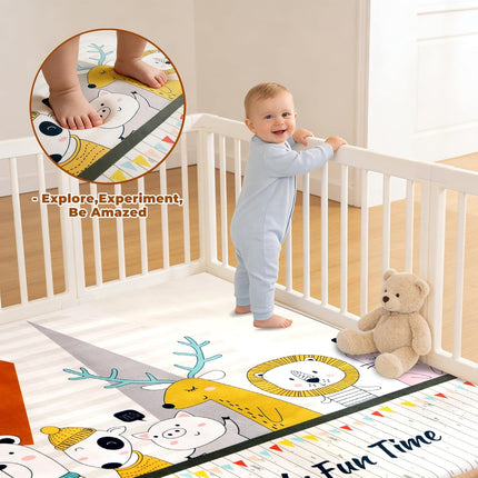 RONGFA Baby Play Mat 50x50x1.3 Inch, Memory Foam Crawling Mat, Non-Slip Water-Repellent Playpen Mat, Soft Cushioned Floor Mat for Infants Toddlers (Animal)