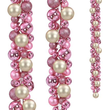 2 Pcs 6 ft Christmas Ball Ornament Garland, Champagne Gold