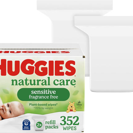 Huggies Natural Care Sensitive Baby Wipes, Unscented, Hypoallergenic, 99% Purified Water, 2 Refill Packs (352 Wipes Total)