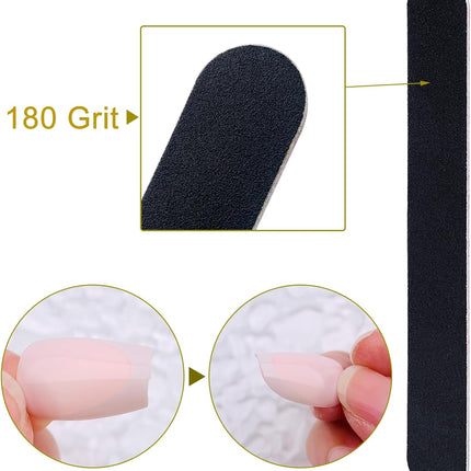 HeeYaa Nail File 10 PCS Professional Double Sided 100/180 Grit Nail Files Emery Board Black Manicure Pedicure Tool and Nail Buffering Files