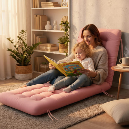 Long Floor Cushion Large Floor Cushion with Brushed Cotton Jumbo Lounger Pillow for Outdoor Indoor Bay Window Meditation Yoga Reading Sleeping(Pink)