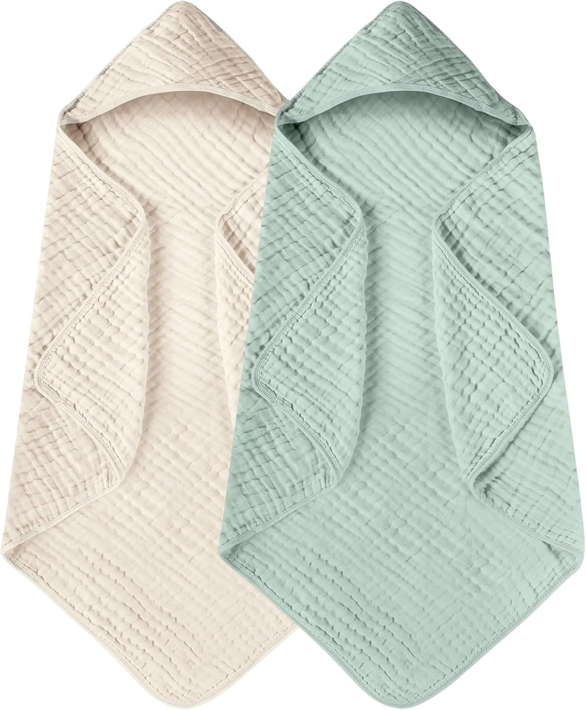 Hooded Baby Towels for Newborn 2 Pack 100% Muslin Organic Cotton Baby Bath Towel with Hood for Babies, Infant, Toddler