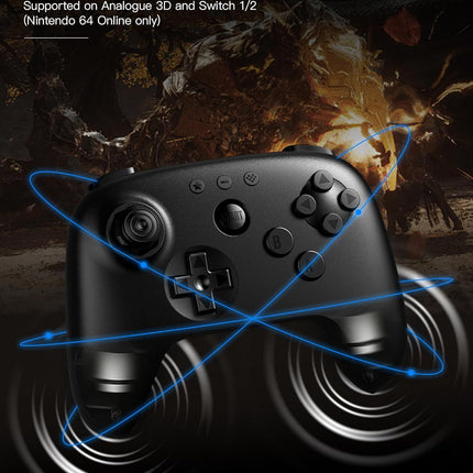 8Bitdo 64 Bluetooth Controller for Analogue 3D, Switch, Switch 2, Windows PC, and Android (Black)