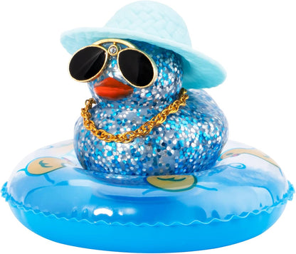 Blue Rubber Duck Dashboard Ornament with Accessories