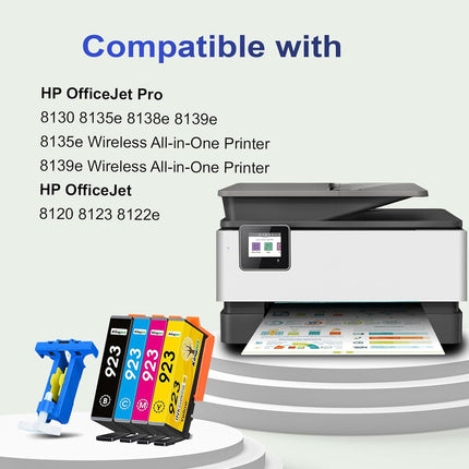 923 Ink Cartridges for HP Printers Compatible for HP 923 Ink Cartridges Work for HP OfficeJet Pro 8135e 8130e 8125e 8138e 8139e 8120e Ink Cartridges Without Chip (4 Pack, Black Cyan Magenta Yellow)