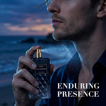 Auelife Cologne for Men, Alcohol-Free Long Lasting Perfume Fragrance, Fresh Lemon Citrus & Marine Scent with Cedar, Patchouli & Musk, 100ml / 3.4 Fl Oz, Daily Wear, Father’s Day Gift (NAVY MERIDIAN)