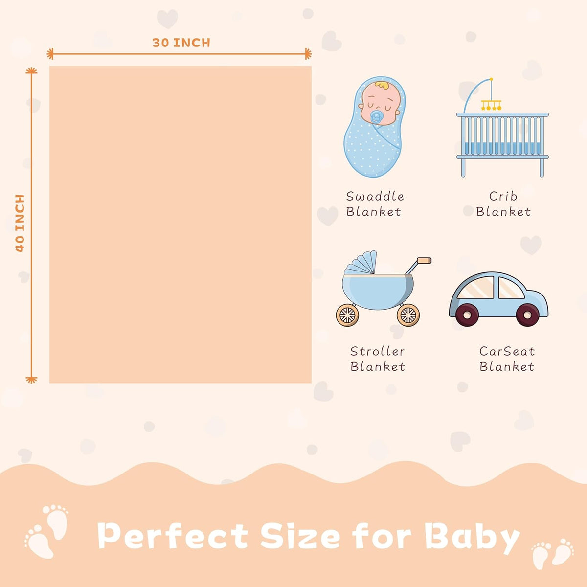 Fleece Baby Blanket Heart Checkered, Ultra Soft Cozy Baby Blankets for Girls Boys, Fluffy Infant Toddler - photo 4
