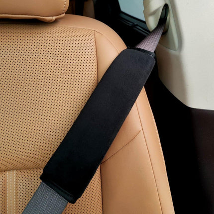 Car Seat Belt Covers for More Comfort, Universal Seatbelt Shoulder Pad Set and Seat Cushion Interior Accessories, Compatible with All Cars and Backpacks (Black)