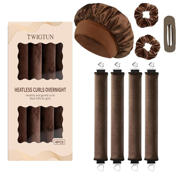 Heatless Curls Overnight Hair Curlers - 4 Pcs No-Heat Curling Rod to Sleep