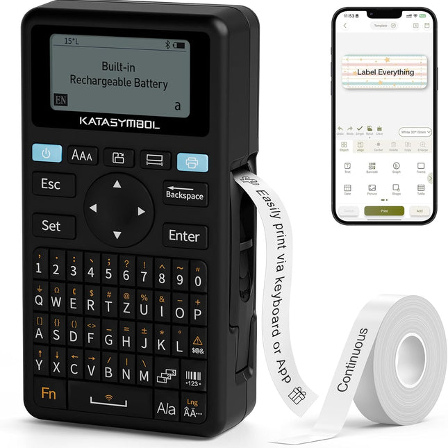 Bluetooth Label Maker with Keyboard and App Support