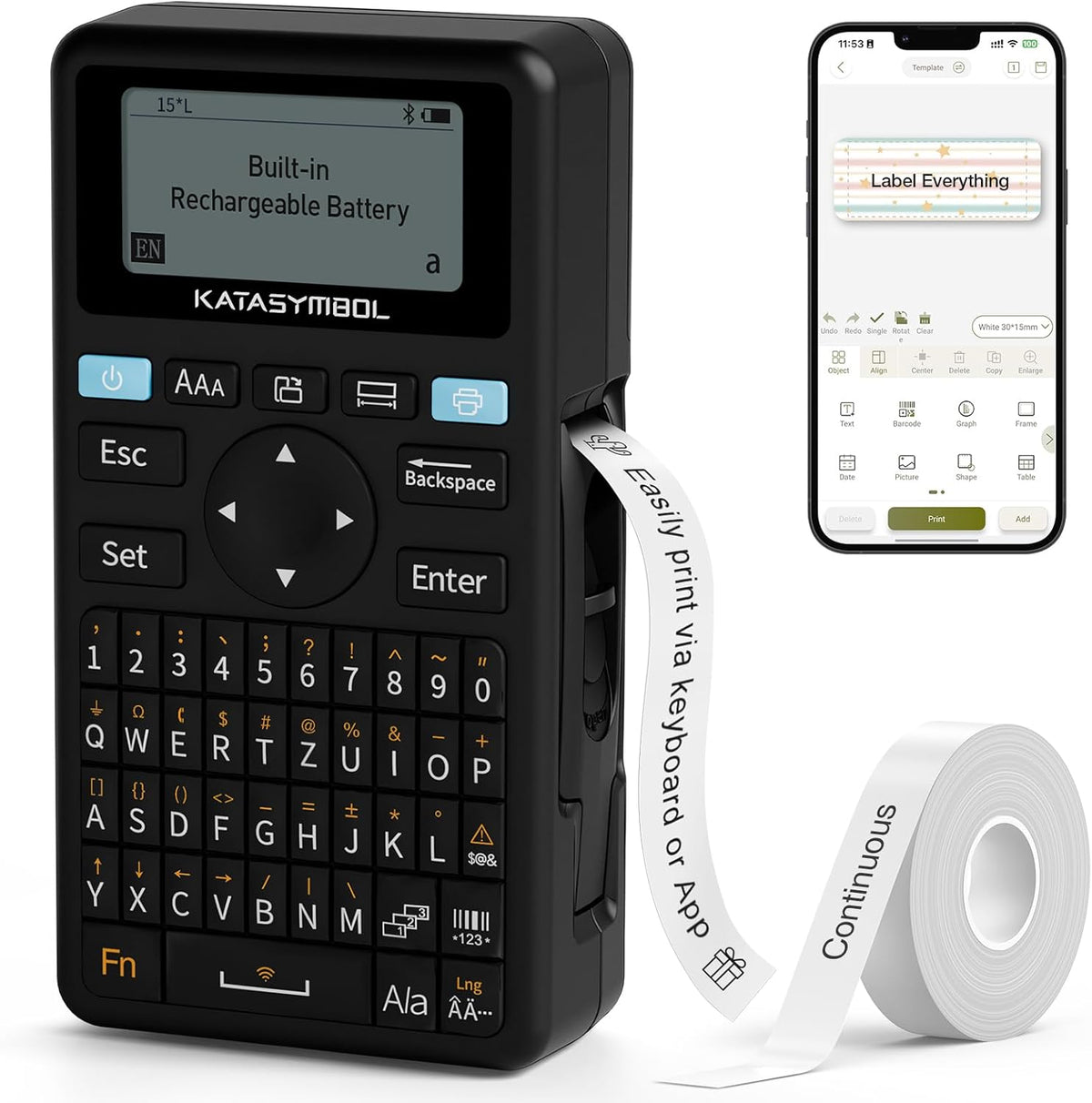 Bluetooth Label Maker with Keyboard and App Support