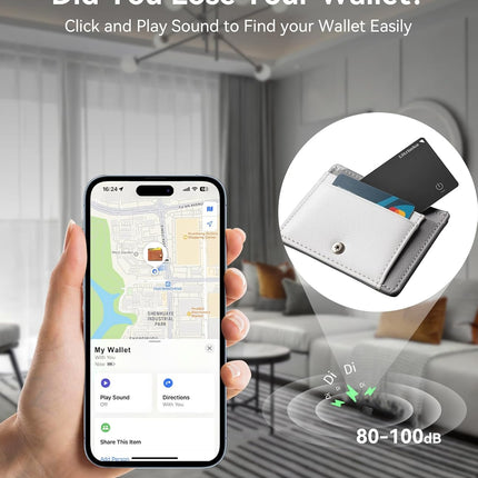Ultrbeka Ultra-Thin Wallet Tracker Card, Rechargeable 0.094in IP68 Waterproof Bluetooth Tracker for Wallets, Passport, Work with Apple Find My, Card Locator [Apple MFi Certified] iOS Only