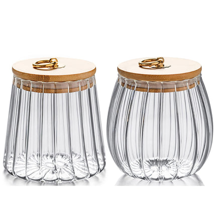 Glass Coffee Nuts Canister Airtight Jar with Bamboo Lid 23 FL OZ Small Oval