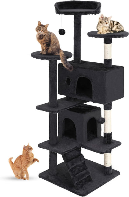 54-Inch Dark Gray Multi-Level Cat Tree Tower