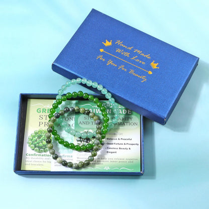 3-Piece 6mm Natural Crystal Gemstone Stretch Bracelets - photo 4