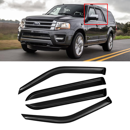 Window Visor for Jeep Cherokee 1984-2001 (Excludes Limited Model), Out-Channel Rain Guards Shields Vent Deflector Shade Wind Dark Smoke, Tape-On Outside-Mount, 4PCS