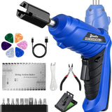 Guitar Tool Set, Rechargeable 200RPM Electric String Winder with LED, String Cutter, Action Gauge Ruler, Bridge Pin Puller, 10 Screwdriver Bits, 6 Guitar Picks & Cleaning Cloth