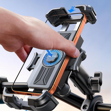 JOYROOM Motorcycle Phone Mount Holder - [Dual Vibration Dampener]150mph Anti-Shock Phone Holder for Motorcycle [Metal Extension Handlebar Clamp] Bicycle Bike Phone Holder Mount for 4.7-7" Cell Phones