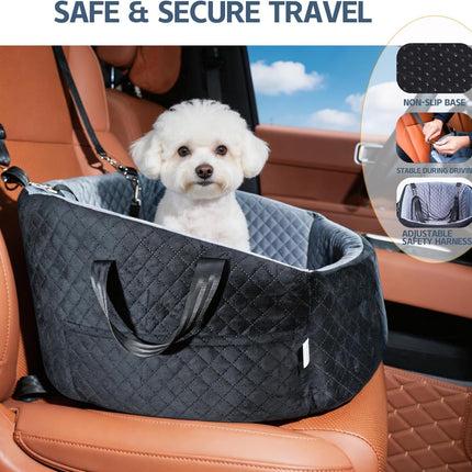 TOPOmericeDog Car Seat for Small Dogs up to 30 lbs, Pet Booster Seat with Adjustable Harness & Non-Slip Base, Cozy Dog Car Bed for Travel, Removable Machine Washable Cover for Cars, Trucks & SUVs