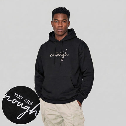Custom You Are Enough Embroidered Hoodie with Dear Person Behind Me Message – Inspirational Gift Hoodie for Men & Women