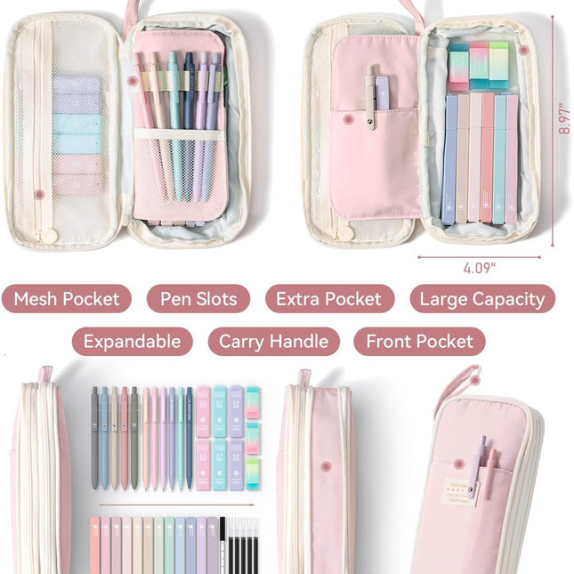 39-Piece Pink Aesthetic Stationery Set with Organizer