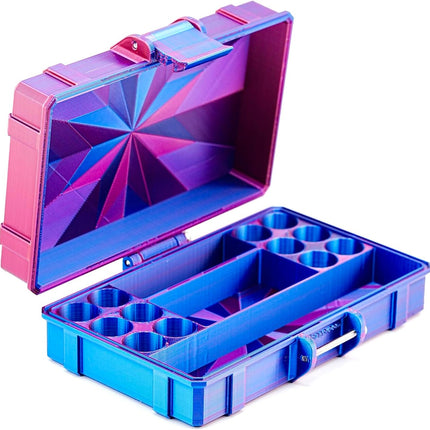 Vial Guard Storage Hard Case for 3ml, 5ml, 10ml, 30ml Vials, Secure Holder Multiple Sizes (Metalic, 12 x 3ml 1 x 30ml + Storage)