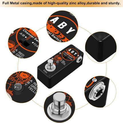 VSN ABY BOX Switch Guitar Pedal ABY Box Line Selector Channel Pedal True Bypass for Mini Size True Bypass …