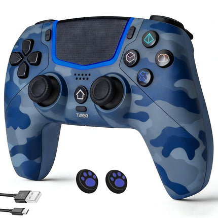 Wireless Controller for PS5, Compatible With PS5/Pro/Slim/PC, Bluetooth Gaming Controller with Hall Joysticks/LED Channel Light/Turbo/6-Axis Gyro/Dual Motor/Touchpad/3.5mm Audio Jack/Speaker, Compatible With Original Charging Dock-Blue