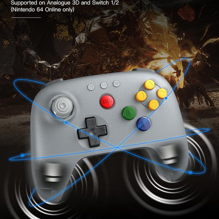 8Bitdo 64 Bluetooth Controller for Analogue 3D, Switch, Switch 2, Windows PC, and Android (Gray)