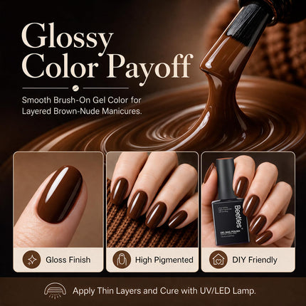 Set de esmalte en gel marrón, colección Toasty Aroma, 6 colores de otoño