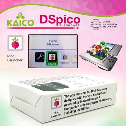 Kaico Edition DSPico DS Flash Cart / DS Flash Card (R4 Upgrade) for Nintendo DS & DSi – Includes 8GB Micro SD – LNH Team Open-Source Design, RP2040 MCU Powered, Dual Power, 6MB/s SD Read, DS Mode & Pico Launcher Support