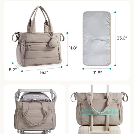 BAGSMART Diaper Bag Tote, Hospital Bag for Labor Delivery, Puffy Maternity Travel Diaper Tote, Baby Bag with Pacifier Case