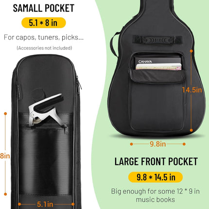 CAHAYA Acoustic Guitar Bag 0.35 In Thick Padding for 40 41 42 in Acoustic Guitars Waterproof Dual Adjustable Shoulder Strap Guitar Case Gig Bag with Back Hanger Loop, Green CY0291