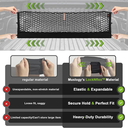 Truck Bed Cargo Net Trunk Netting with Heavy Duty Carabiners