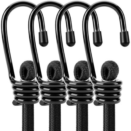 31-Piece Bungee Cords Assortment Jar, Includes 10”,18”,24”,32”,40” Bungee Cords, 6“ Zip Ties, 8”Canopy/Tarp Ball Ties and Crocodile Mouth Tarp Clips