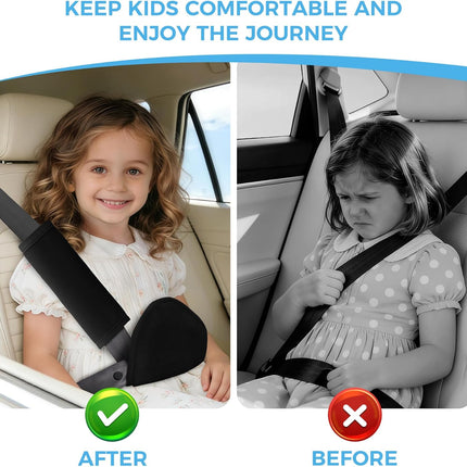 COOLBEBE Kids Seat Straps Cover Pad, Child Shoulder & Belly Comfort Cushion Set, Universal Seat Strap Cover for Booster, Strollers, High Chairs, Black