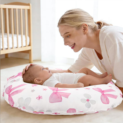 Hooyax Newborn Lounger Cover - Soft Baby Lounger Cover with Bow Prints, Breathable Infant Lounger Cover for Newborn Boys Girls, Washable Lounger Protector (Bow)
