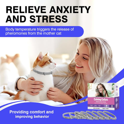 Tcllka Calming Collar for Cats 8 PK Cat Relief Pheromone Collar for Cats Calming for Cats Collar 8