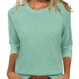 Womens Tops Casual 3/4 Sleeve Crew Neck Shirts Loose Fit Tunic