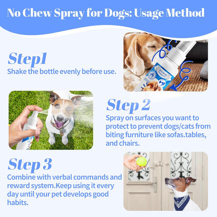 No Chew Spray for Dogs, Bitter Apple Spray for Dogs to Stop Chewing,50ML Natural&Safe Anti Chew Deterrent Spray, Alcohol-Free Effective Indoor/Outdoor Use, Protect Furniture Shoes&Household (Blue)