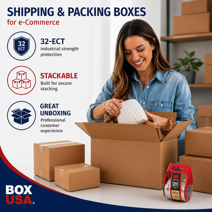 Shipping Boxes Medium 12"L x 9"W x 4"H 25-Pack - Corrugated Cardboard Box for Moving, Mailing, Packing, Packaging and Storage