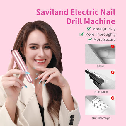 SAVILAND Advance Electric Nail Drill: Exclusive Series 20000RPM Portable Efile Nail Drill Machine Complete Drill Bits for Remove Acrylic Nails Manicure & Toenails Nail Care Home Salon DIY