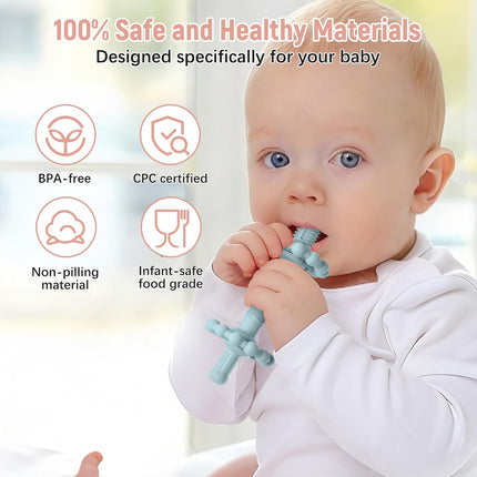 4 Pack Teething Toys for Babies 0-3 3-6 Months – Anti-Choking Design,Teething Relief for Infant Straws Sticks 6-24 Months, Baby Toddlers Silicone teether Tubes