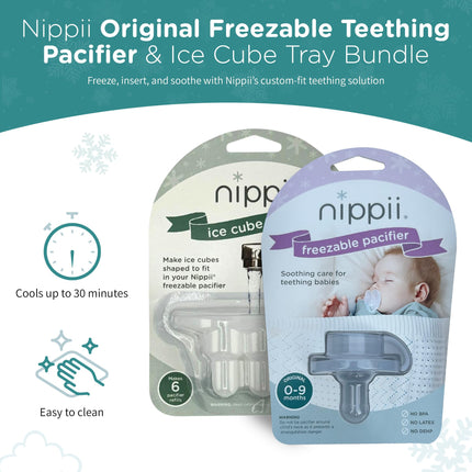 Freezable Pacifier & Ice Cube Tray, Baby Teether Toys 0-9 Months