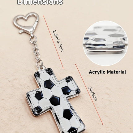 Pocket Blessing Cross Keychain, Acrylic Football Christian Key Ring, Faith Gift for Athletes and Teens