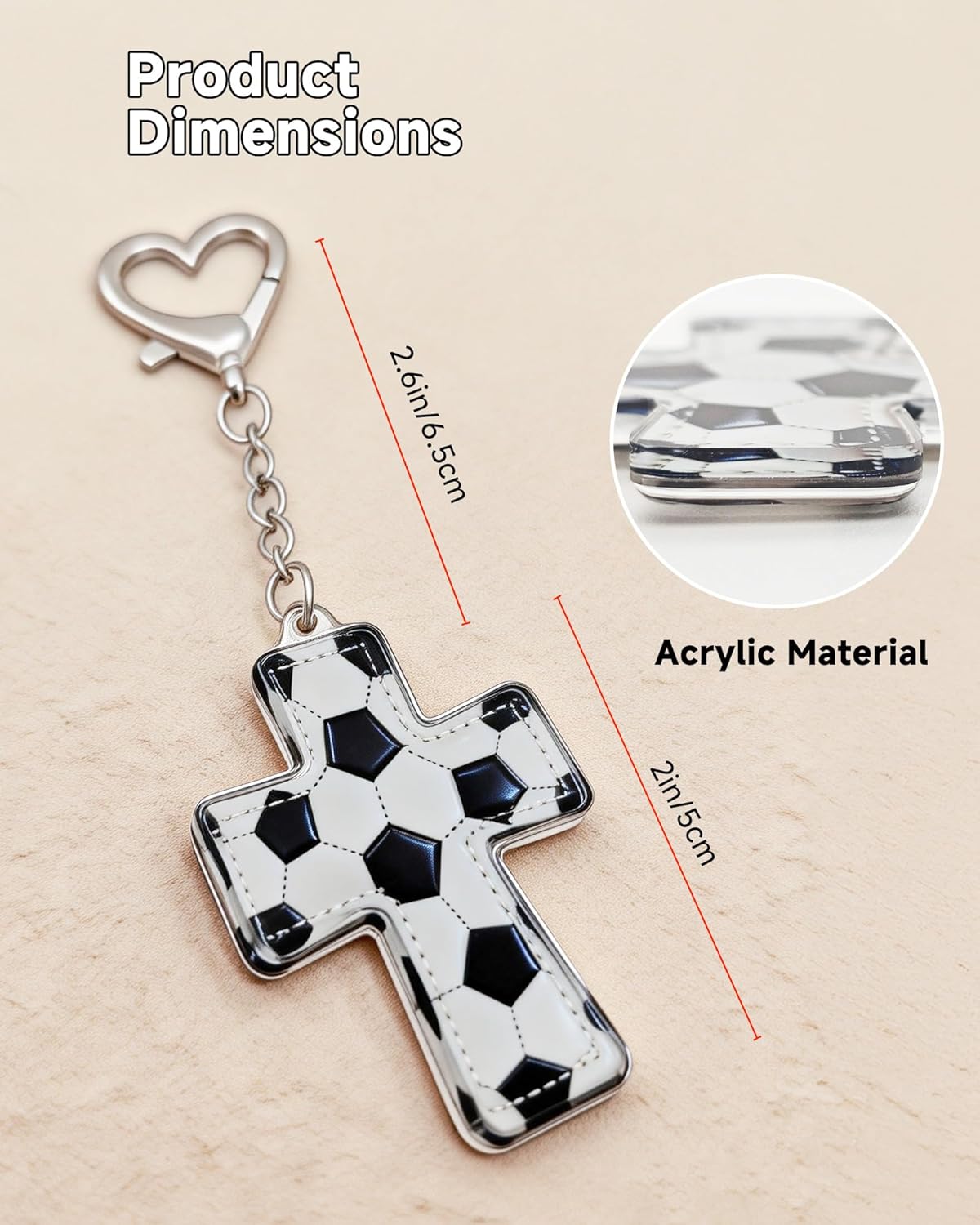 Pocket Blessing Cross Keychain, Acrylic Football Christian Key Ring, Faith Gift for Athletes and Teens