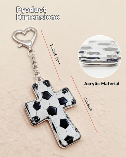 Pocket Blessing Cross Keychain, Acrylic Football Christian Key Ring, Faith Gift for Athletes and Teens