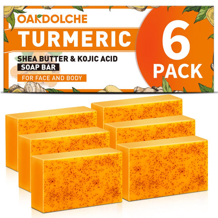 5 Pcs 80g Turmeric Kojic Acid Soap Bars with 2 Foaming Mesh Nets